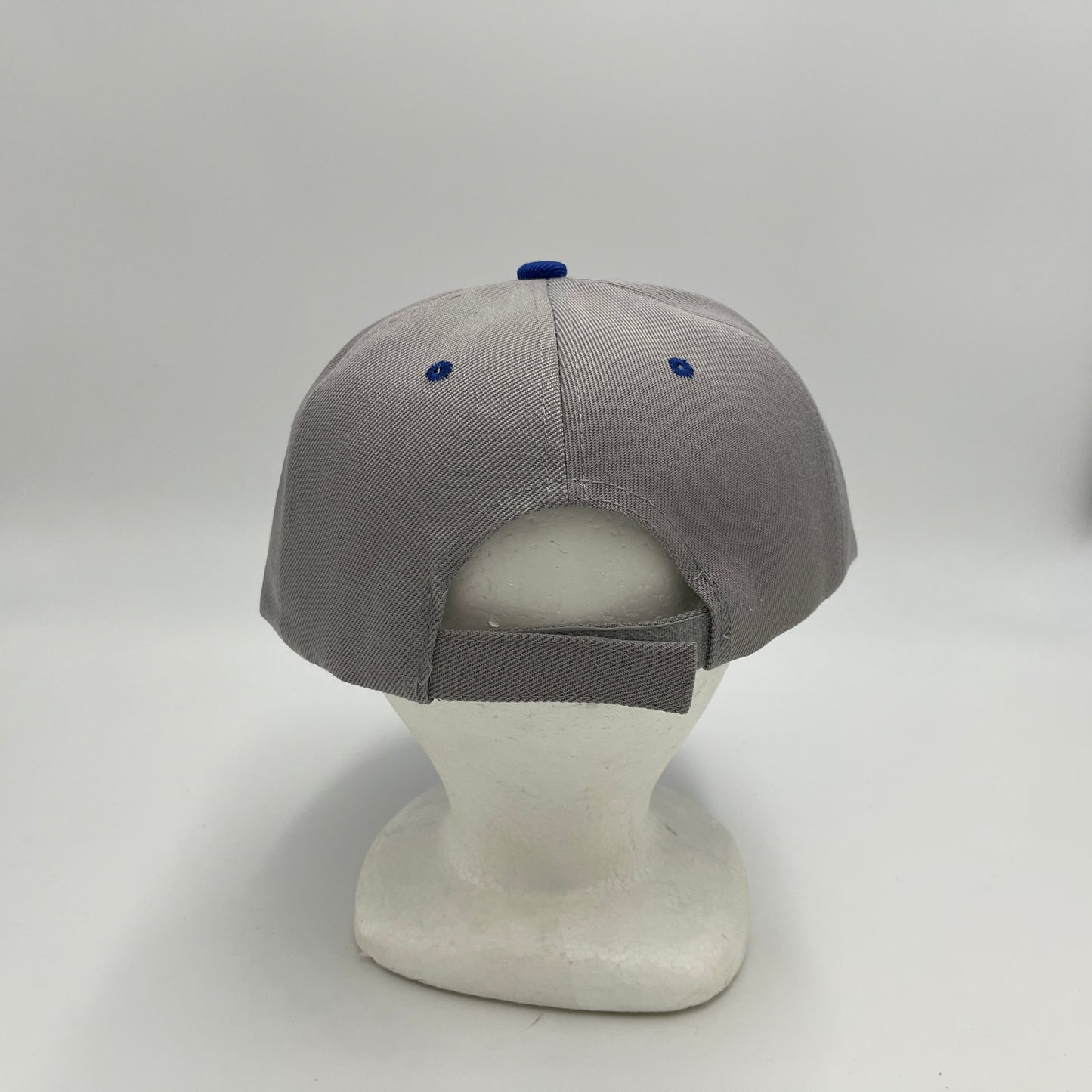 Plain Two Tone Velcro Gray and Blue Eyelets/Bill 12 pack PCV0223 Cap Hat