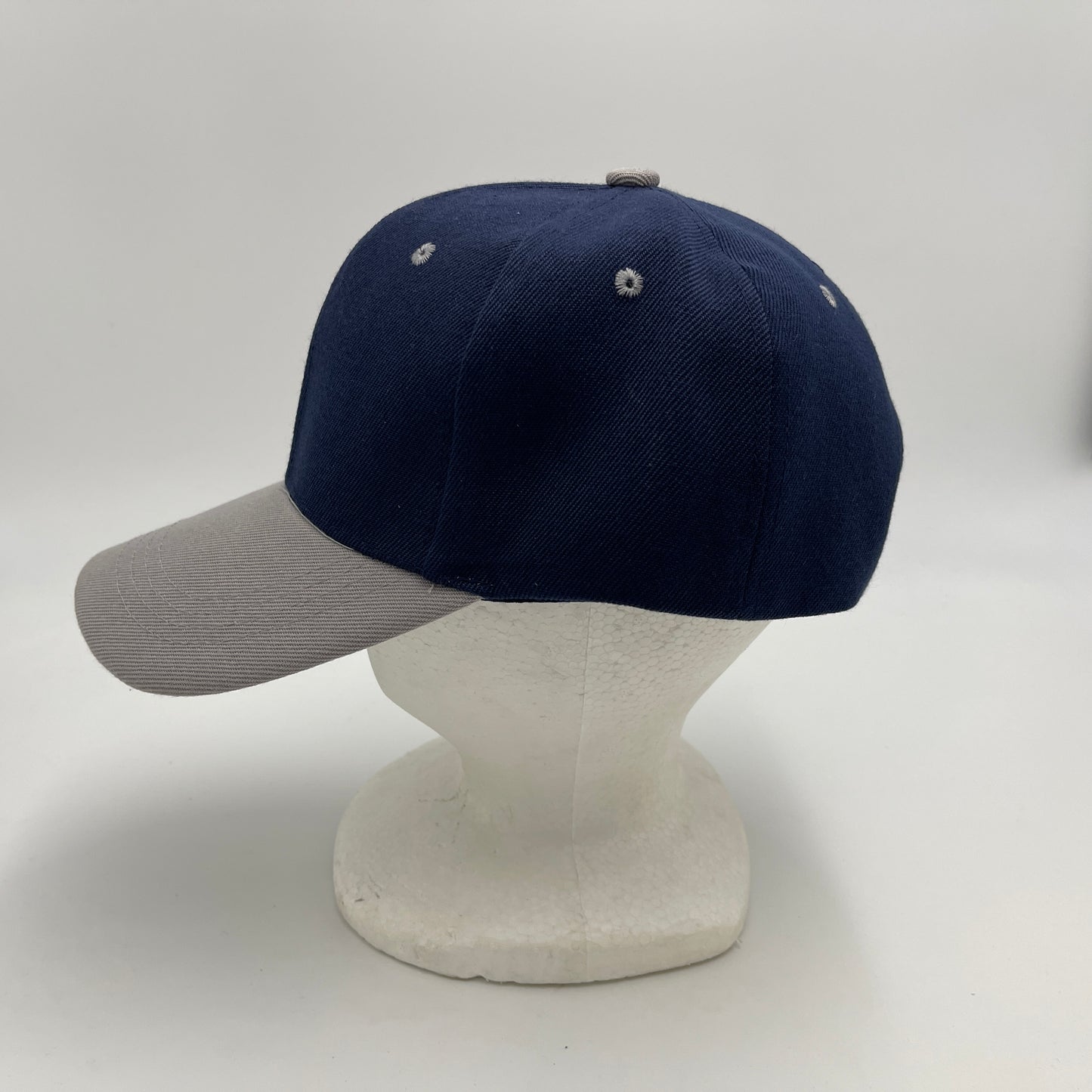 Plain Two Tone Velcro Navy Blue and Gray Eyelets/Bill 12 pack PCV0219 Cap Hat
