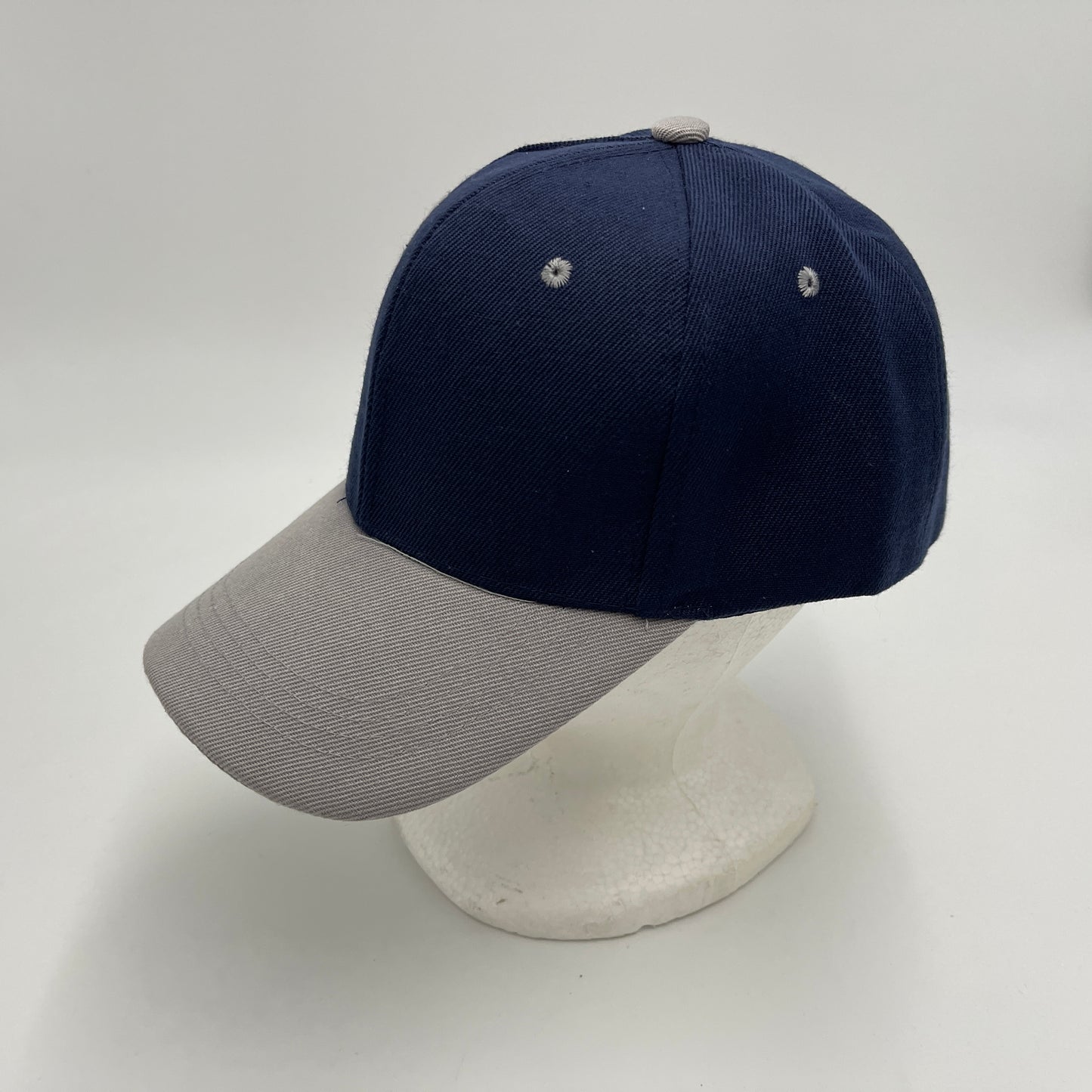 Alpha Omega Cap Plain Two Tone Velcro Navy Blue and Gray Eyelets/Bill 12 pack PCV0219 Cap Hat